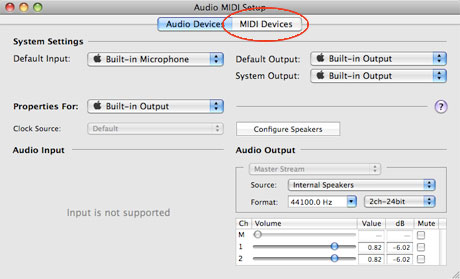 Audio MIDI Setup Tab